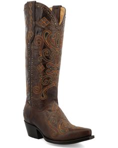 Black Star Women's Lockhart Embroidered Leather Western Boot - Snip Toe , Brown Embroidered Leather Boots With Snip Toe, Western Motifs, Womens Cowgirl Boots, Leather Western Boots, Embroidered Leather, Western Boot, Black Star, Boots For Sale, Cowgirl Boots