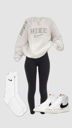 Look Working Girl, Cute Outfits With Leggings, Cute Nike Outfits, Casual Preppy Outfits, Trendy Outfits For Teens, Outfit Inspo Casual, Cute Lazy Outfits, Cute Lazy Day Outfits, Casual School Outfits