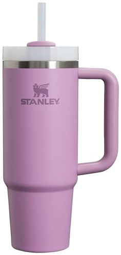 a purple travel mug with a stainless steel lid and straw sticking out of the cup