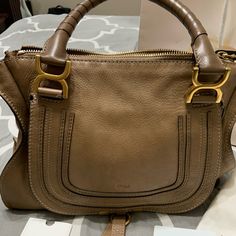 Chloe Marcie Medium Satchel Authentic Beautiful Nut Brown Color. It’s Literally New No Flaws Just A Little Minor Fade In Between The Straps Where They Rub Together When Holding The Handles But You Cannot Tell At All. Comes With Dust Bag, Authenticity Card, And Shopping Bag. The Pictures Don’t Do It Justice. Chloe Marcie Satchel Medium, Chloe Marcie Bag, Chloe Marcie Medium, Chloe Brown, Chloe Purses, Brown Leather Handbags, Chloe Bag, Brown Handbag, Chloe Marcie