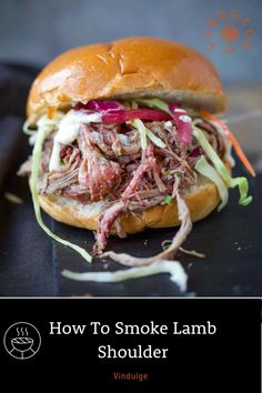 Pulled lamb on a brioche slider bun topped with pickled onions and coleslaw. Lamb Sandwich, Lamb Sliders, Pulled Lamb, Smoked Pork Ribs, Traeger Recipes, Lamb Shoulder, Grilling Tips