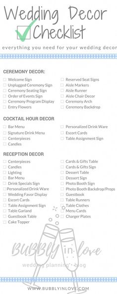 the wedding checklist is shown in blue and white