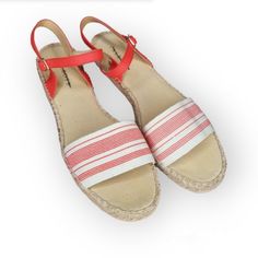 Like New Talbots Sandals Low Espadrille Orange Ankle Strap Natural White And Orange Canvas Toe Strap Flat Sole Size 9 Excellent Pre-Owned Condition Like New Cottagecore Coastalcore Coastal Grandma Preppy Versatile Comfort Dressy Vacation Beach Resort Travel Cruise White Espadrille Sandals For Summer, White Flat Espadrille Sandals, White Ankle Strap Espadrilles For Vacation, White Espadrille Sandals With Cushioned Footbed, White Espadrille Sandals For Vacation, White Cushioned Espadrille Sandals, White Open Toe Espadrilles For Beach, White Ankle Strap Espadrilles For Beach, White Espadrille Sandals For The Beach