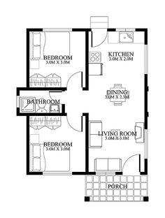 the floor plan for a two bedroom apartment with an attached kitchen and living room area