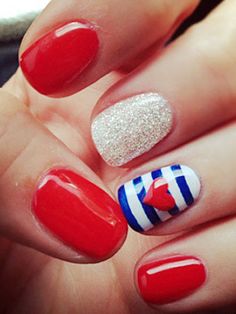 Sailor Nails, Nautical Nails, Fourth Of July Nails, 4th Of July Nails, July Nails, Ombre Hair Color, Cute Nail Art, Cute Nail Designs, Holiday Nails