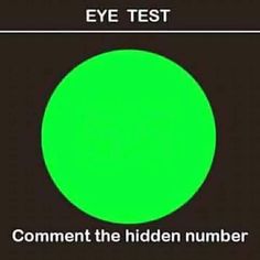 a green circle with the words eye test written on it and an image of a black background