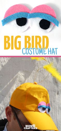 the big bird costume hat is made out of felt