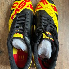 Mschf-007 Tape Shoes Mens Size 9 Black/Yellow/Red Original Box And Tape Included Never Worn New With Tags Yellow Logo Print Sneakers For Streetwear, Black And Yellow Sneakers, Yellow Sneakers, Yellow Black, Black N Yellow, Mens Shoes Sneakers, Original Box, Shoes Sneakers, Shoes Mens