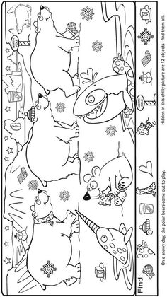 an animal coloring page with animals and other things to color on the page in it