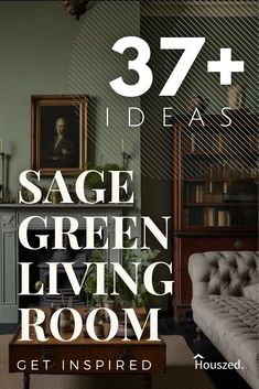 Save Green Living Room Ideas, Sage And Gold Living Room Decor, Sage Green Wall Paint Ideas Living Room, Family Room Green Walls, Sage Green Rooms Color Scheme, Dark Sage Living Room, Living Room With Sage Green Walls, Living Room Inspiration Green Wall, Dark Olive Living Room