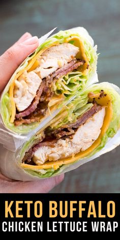 a hand holding a sandwich with meat, cheese and lettuce in wrapper