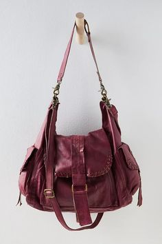 We The Free Leigh Distressed Hobo | Free People Distressed Leather Bag, Pretty Purses, Fashion Goals, Red Bag, Hobo Style, Bohemian Fashion