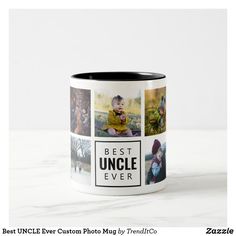 two tone coffee mug with family love faith photos