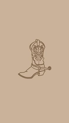 a drawing of a cowboy boot with a lasso on it's heel, in brown