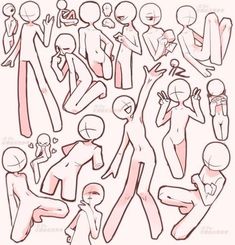 a drawing of people with different poses and body shapes, all drawn in one line