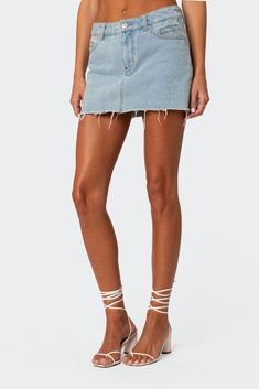 Mini skirt Denim fabric 100% Cotton Model wears size S Model height is 5'9 Item care: Wash with similar color Low Rise Denim Skirt, Jean Skirt Outfits, Effortless Outfit, Jean Mini Skirts, Miniskirt Outfits, Weekend Plans, Swimwear Dress, Denim Mini, Bottom Clothes