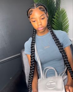 Braids Long, Feed In Braids, Two Braid Hairstyles, 2 Braids, Braided Hairstyles For Black Women Cornrows, Hairstyles For Prom, Sleek Ponytail Hairstyles, Short Hair Hairstyles, Greasy Hair