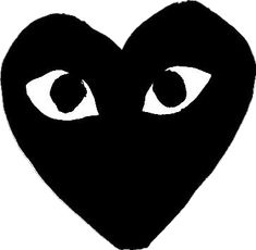 a black heart with eyes drawn on it