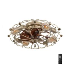 a ceiling light that has some lights on it