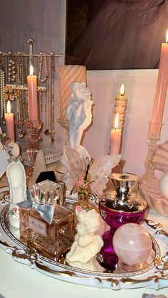 Glamour Altar, Alters Spiritual Ideas, Bedroom Altar, Pink Spotify, Aphrodite Altar, Spiritual Altar, Aphrodite, Mood Boards, Vision Board