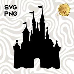 an image of a castle silhouetted against a white background with the words svg png on it