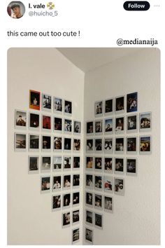 a wall with many pictures on it and the caption reads, this came out too cute