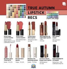 True Autumn Lipstick, Soft Autumn Makeup Lipsticks, Dark Autumn Lipstick Colors, Deep Autumn Lipstick, True Autumn Lipstick Colour