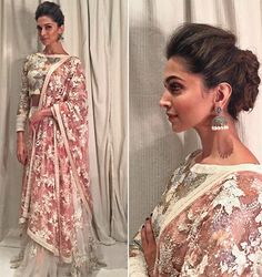 Deepika Padukone in stunning lehenga Deepika Padukone Hairstyles, Ellie Saab, Bridal Hair Buns, Lehenga Wedding, Salwar Kamiz, Indian Woman, Ghagra Choli