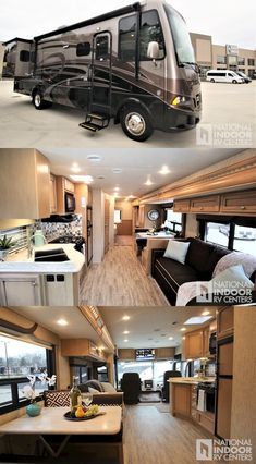 the interior and exterior of a motor home