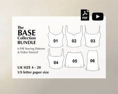 the base collection bundle sewing pattern for women's tops and skirts, with instructions to make