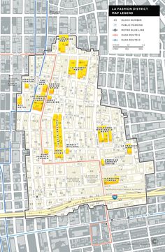 a map with yellow and blue lines on the street in front of buildings, including one building