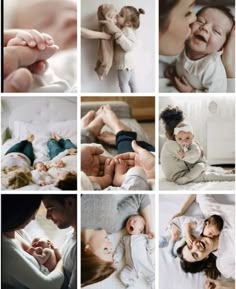 a collage of photos with people and babys in it's arms, holding their hands up to each other