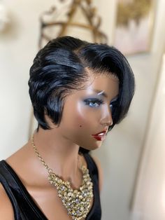 Black Pixie Cut, Short Box Braids Hairstyles, Short Box Braids, Wigs Short, Curly Bob Wigs, Short Human Hair Wigs, Short Hair Wigs, Beautiful Wigs, Pixie Cut Wig