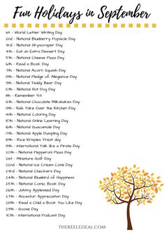 a printable holiday calendar with the words fun holidays in september