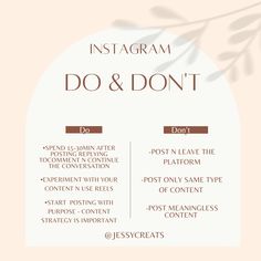 the instagramm do and don't list is shown in brown, white and pink