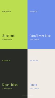 four different color palettes with the same font