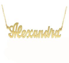 "Personalized name necklace with your name. Necklace will be handmade in metal of your choice: solid gold, 14K Gold Filled or Sterling Silver. Great gift for birthday, graduation, Christmas, etc. Available Metal: -------White----------- * Sterling Silver * 10K, 14K or 18K Solid White Gold -------Yellow------ * Sterling Silver with 24K gold overlay * 14K Gold Filled * 10K, 14K or 18K Solid Yellow Gold ---ROSE------- * Sterling Silver with 14K Rose gold overlay * 14K Rose Gold Filled * 10K, 14K or Custom Nameplate Necklace In Gold, Gold Nameplate Necklace With Custom Names, Custom Gold Nameplate Necklace With Names, Customizable Gold Name Necklace In 14k Gold, Custom 14k Gold Necklace With Name, Gold Necklaces With Names In 14k Gold, Custom Gold Necklace With Names In 14k Gold, Custom Gold Nameplate Necklace, Custom 14k Gold Name Necklace