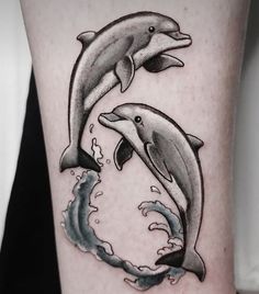 Dolphin Tattoo Meaning, Floral Foot Tattoo, Dolphin Tattoos, Animal Tattoos For Women, Dolphin Tattoo, Dolphins Tattoo, Hand Tattoos For Girls, Water Tattoo, Silhouette Tattoos