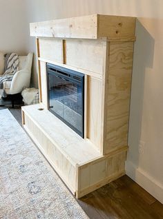 a fireplace built into the side of a wall