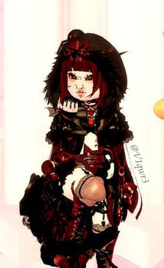 an anime character dressed in black and red