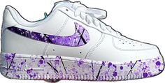 Custom Purple Sneakers For Streetwear, Modern Purple Sneakers With Round Toe, Purple Casual Custom Sneakers For Sports, Casual Purple Custom Sneakers For Sports, Purple Custom Sneakers, Fade-resistant For Streetwear, Timeless Shoes, Custom Air Force 1, Nike Air Force 1, Air Force 1