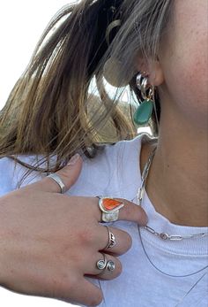 Cool Silver Jewelry, Granola Girl Jewelry, Surf Jewelry, Mixed Metal Jewelry, Dope Jewelry, Girl Jewelry, Funky Jewelry, Jewelry Lookbook, Rings For Girls