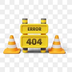 a yellow sign that says error and three cones with the word error written on it