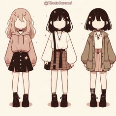 Clothing Anime Drawing, Cute Drawn Outfits, Sketch Ideas Outfits, Chibi Outfits Clothes, Pose Idea Drawing, Kawaii Clothes Drawing, Cute Outfits Drawings, Cute Clothes Drawing, Outfit Art Ideas