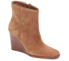 Upgrade your fall attire with this sleek, suede ankle boot -- crafted in a neutral tone that pairs well with all of this season's styles. From Dolce Vita. Fall Suede Ankle-high Wedge Boots, Ankle-high Wedge Boots For Workwear In Fall, Fall Ankle-high Wedge Boots For Workwear, Chic Brown Wedge Boots For Fall, Fall Workwear Ankle-high Wedge Boots, Suede Wedge Heel Boots For Winter, Suede Wedge Heel Winter Boots, Winter Suede Boots With Wedge Heel, Suede Wedge Boots With Suede Lining