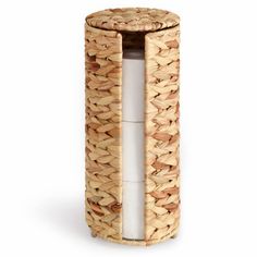 a candle holder made out of woven material