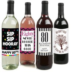 three bottles of wine with different labels on the top one is for birthdays or any special occasion