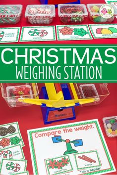 christmas weighting station for kids to work on their math skills and practice with the help of an expert teacher