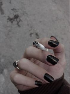 Baseball Bat With Nails Aesthetic, Black Chipped Nails Aesthetic, Black Nails Chipped, Chipped Nail Polish Aesthetic Grunge, Nails And Ciggaretes, Black Rings Aesthetic Men, Black Painted Nails Aesthetic, Alt Rings Aesthetic, Chipped Black Nail Polish