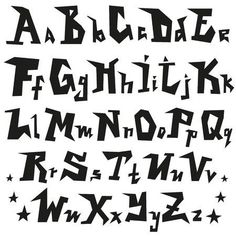 an old english alphabet with stars